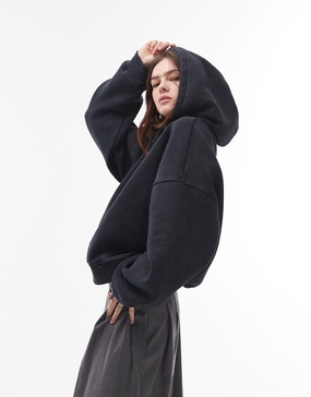 Topshop oversized washed hoodie in gray