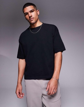 ASOS DESIGN essential heavyweight oversized boxy t-shirt 240gsm in black