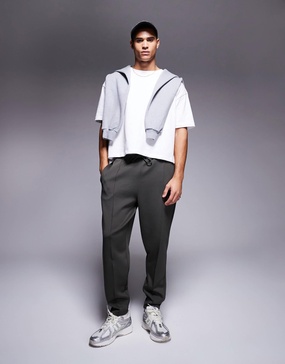 ASOS DESIGN tapered scuba sweatpants in khaki