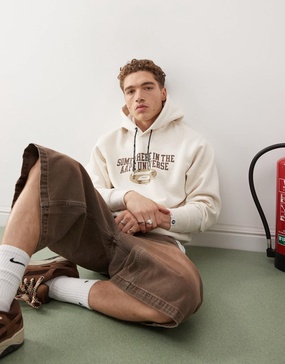 Aape By A Bathing Ape logo hoodie with backprint in beige