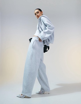ASOS DESIGN barrel leg sweatpants in gray heather - part of a set