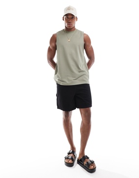 ASOS DESIGN relaxed tank top in khaki sporty mesh
