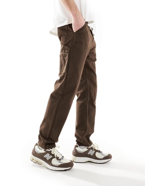 Another Influence utility carpenter straight leg pants in brown