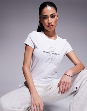 Armani Exchange central logo t-shirt in white