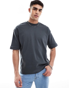Brave Soul short sleeve premium T-shirt 300 gsm in charcoal gray