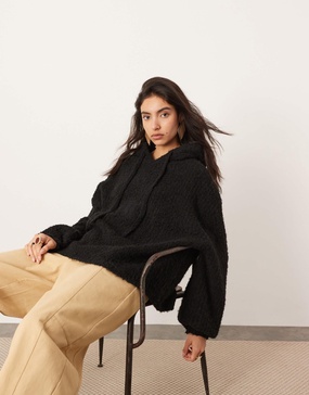 ASOS EDITION boucle knit oversized hoodie in black