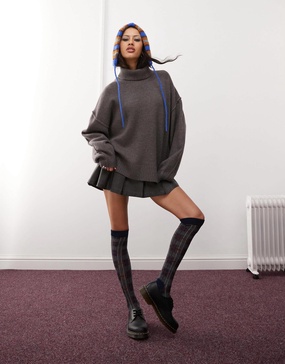 Weekday Dita wool turtle neck sweater in mole melange
