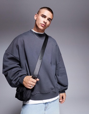 ASOS DESIGN premium heavyweight extreme oversized sweatshirt 400gsm in washed black