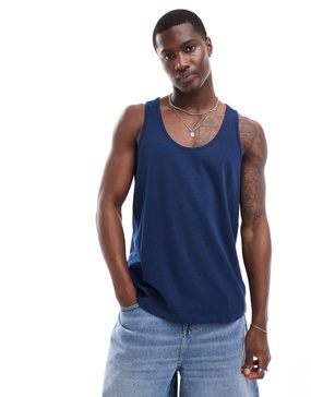 ASOS DESIGN heavyweight tank top in navy