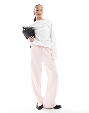 Bershka wide leg sweatpants in pale pink