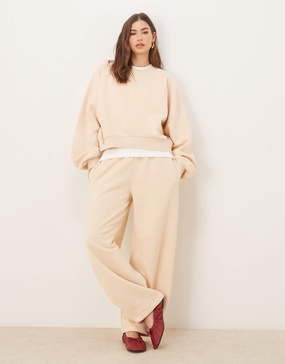 ASOS DESIGN barrel leg sweatpants in taupe - part of a set