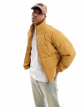 Jack & Jones cord puffer in tan