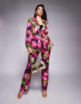 ASOS LUXE tailored blazer in dark blurred floral print - part of a set