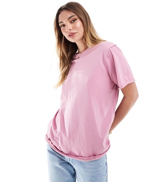 ASOS DESIGN slouchy raw edge regular fit washed t-shirt in washed plum