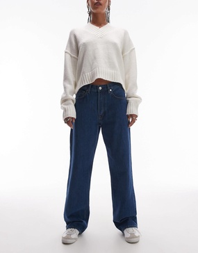 ARKET Shore low waist relaxed boyfriend fit denim in dark wash blue