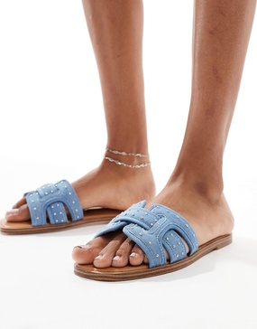 ALDO Elenaa padded flat sandals in denim
