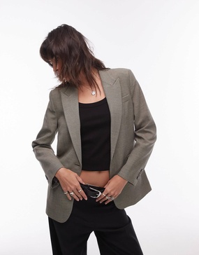 Mango single breasted blazer in beige