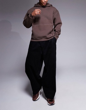 ASOS DESIGN parachute cord pants in black