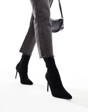 ASOS DESIGN Evie high-heeled sock boots in black