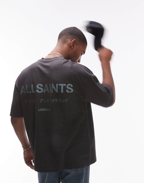 AllSaints Underground oversized T-shirt in dark gray heather