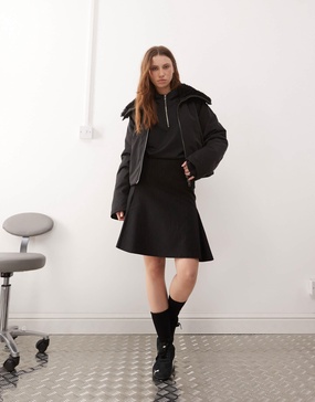 COLLUSION low rise midi skirt in pinstripe