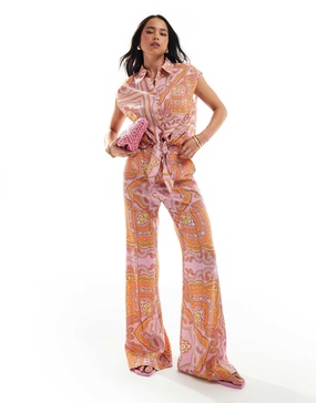 Mango paisley print pants in pink - part of a set
