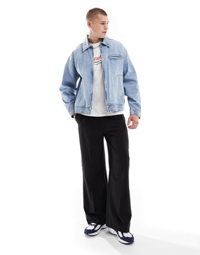ASOS DESIGN oversized denim worker jacket in light wash blue