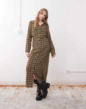 Reclaimed Vintage Maxi Shirt Dress In Check