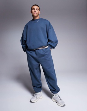 ASOS DESIGN premium heavyweight extreme oversized sweatshirt 400gsm in washed blue