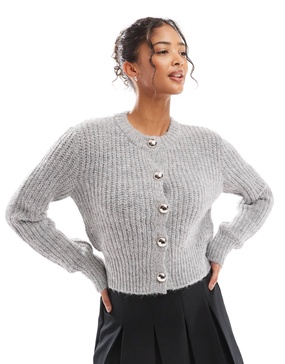 Bershka chunky cardigan in gray