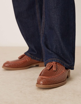 ASOS DESIGN mule loafers in tan weave