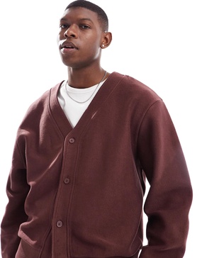 ASOS DESIGN oversized textured cardigan in burgundy - part of a set