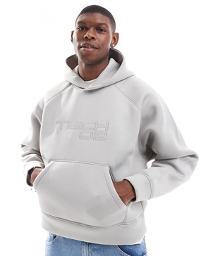 Bershka boxy fit premium hoodie in gray