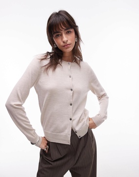 ARKET merino wool knit cardigan in off-white