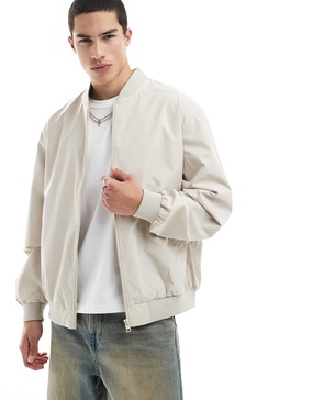 Jack & Jones oversized bomber jacket in cream