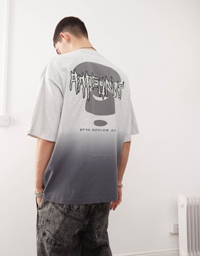 Aape By A Bathing Ape logo back print ombre t-shirt in gray multi
