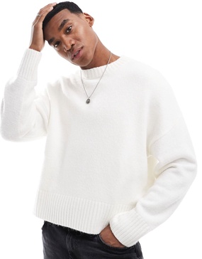 Bershka heavy knit sweater in white