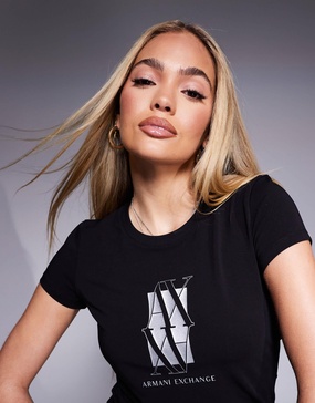 Armani Exchange central logo t-shirt in black