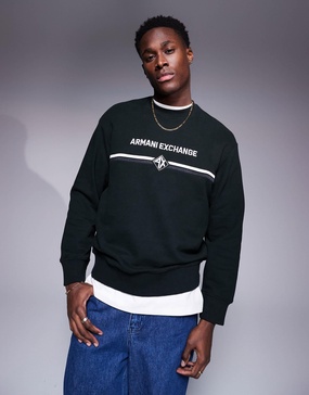 Armani Exchange sweatshirt with chest logo in dark green