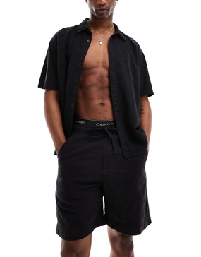 Bershka linen look shorts in black - part of a set