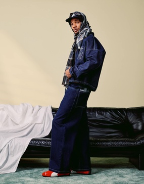 ASOS DESIGN super baggy jeans with embroidery detail in indigo - part of a set