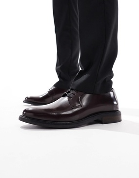 ASOS DESIGN lace-up derby shoes in burgundy leather