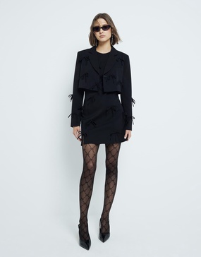 River Island bow cropped blazer in black