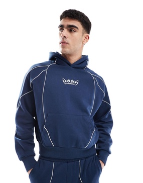 Bershka piped hoodie in blue - part of a set