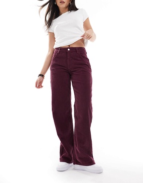 ASOS DESIGN cord baggy boyfriend jeans in plum