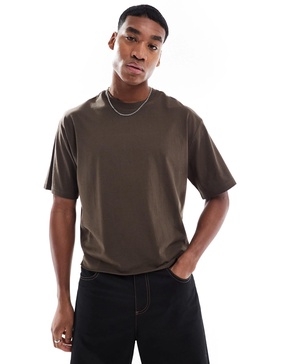 Bershka boxy t-shirt in brown