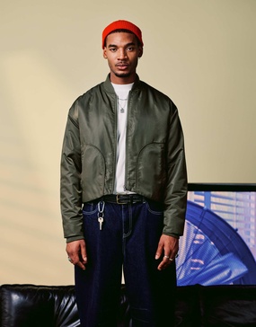ASOS DESIGN oversized bomber jacket in khaki