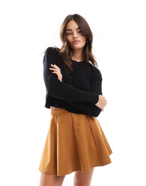 ASOS DESIGN flippy faux suede mini skirt in tan