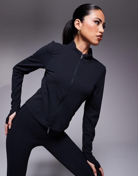 Nike Training Zenvy Yoga full zip longsleeve top in black