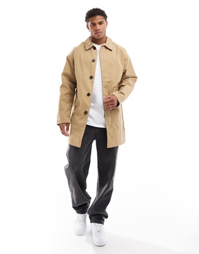 Jack & Jones water repellant trench in camel